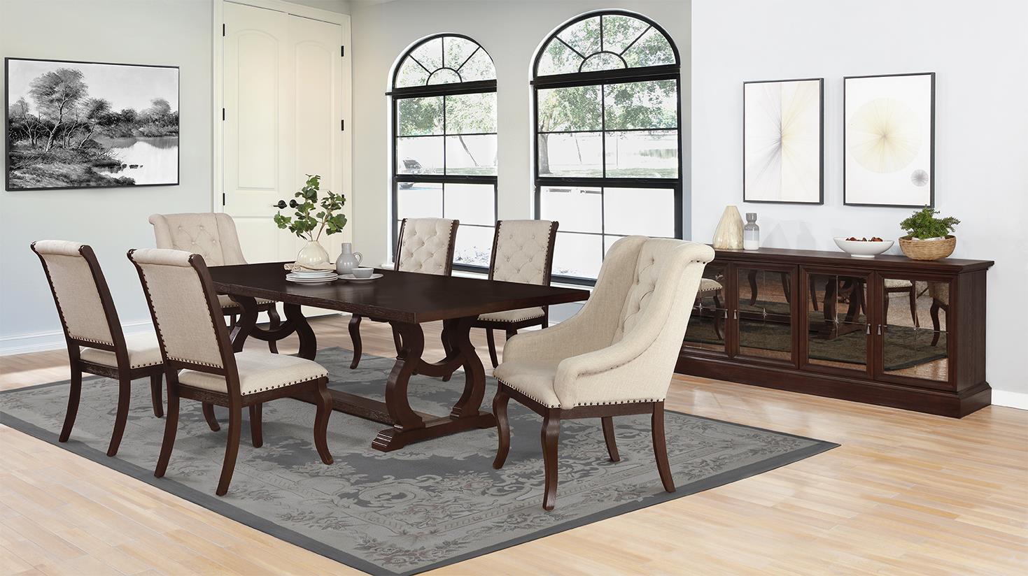 Brockway Cove Cream/Antique Java Tufted Dining Chairs, Set of 2 - 110312 - Bien Home Furniture & Electronics