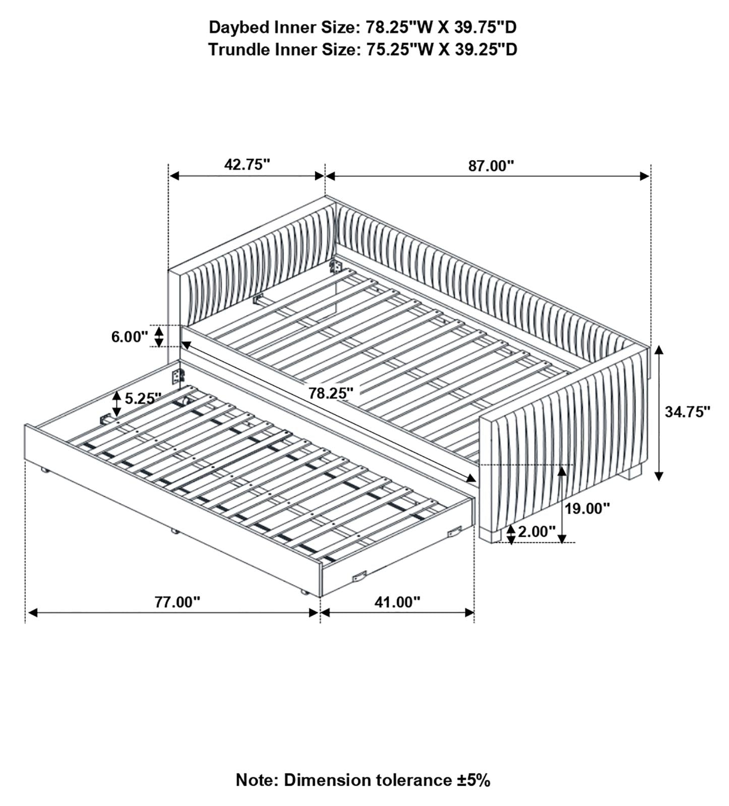 Brodie Gray Upholstered Twin Daybed with Trundle - 300554 - Bien Home Furniture & Electronics