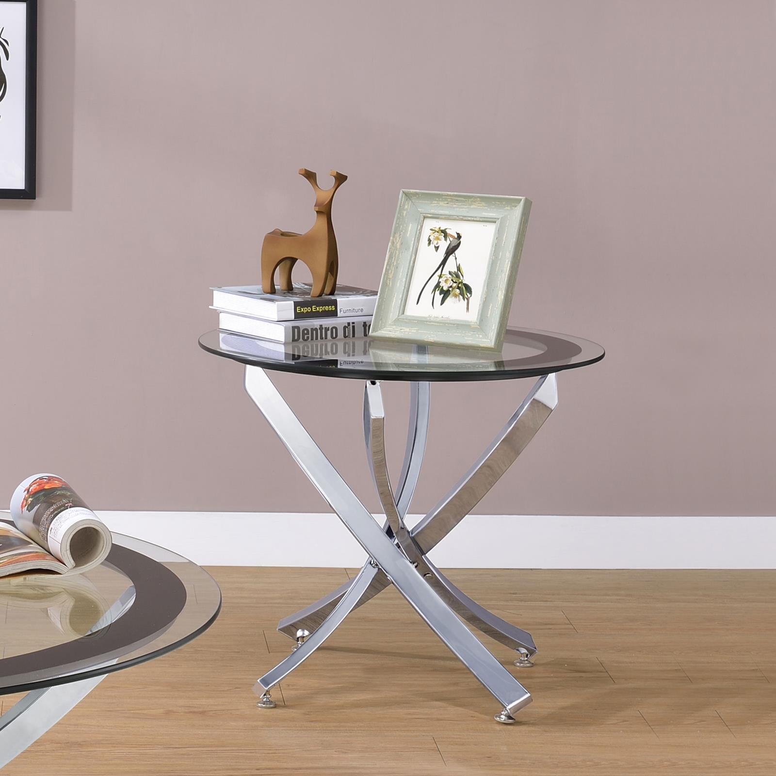 Brooke Glass Top End Table Chrome/Black - 702587 - Bien Home Furniture & Electronics