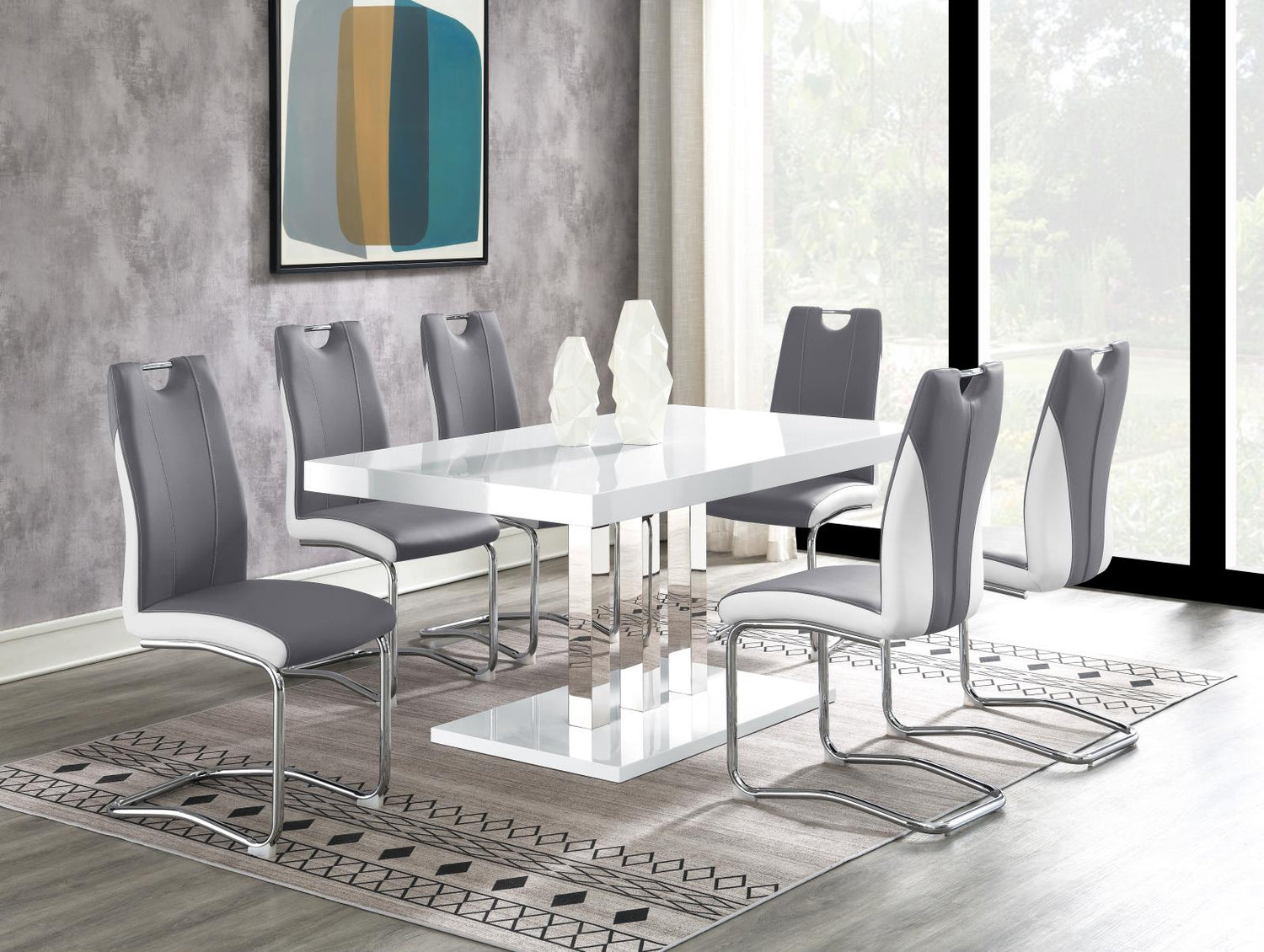 Brooklyn Gray/White Upholstered Side Chairs with S-frame, Set of 4 - 193812 - Bien Home Furniture & Electronics