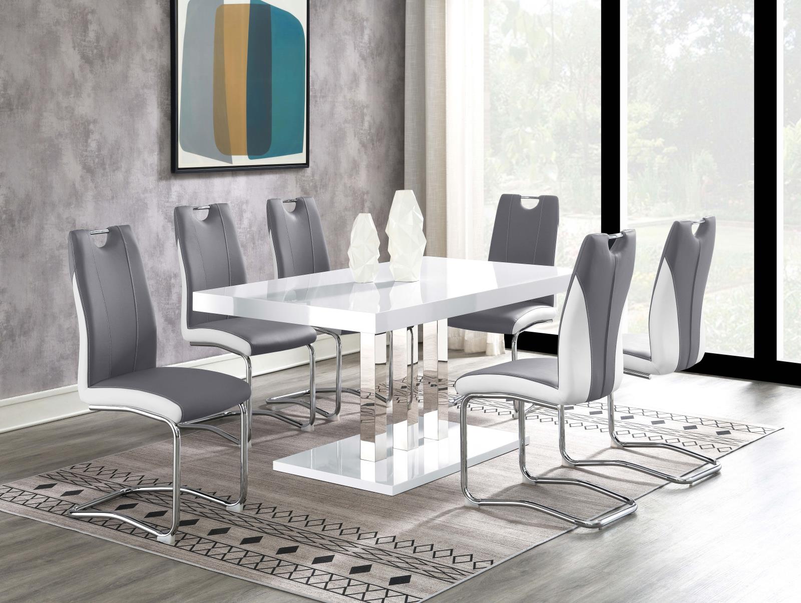 Brooklyn White High Gloss/Chrome Rectangular Dining Table - 193811 - Bien Home Furniture & Electronics