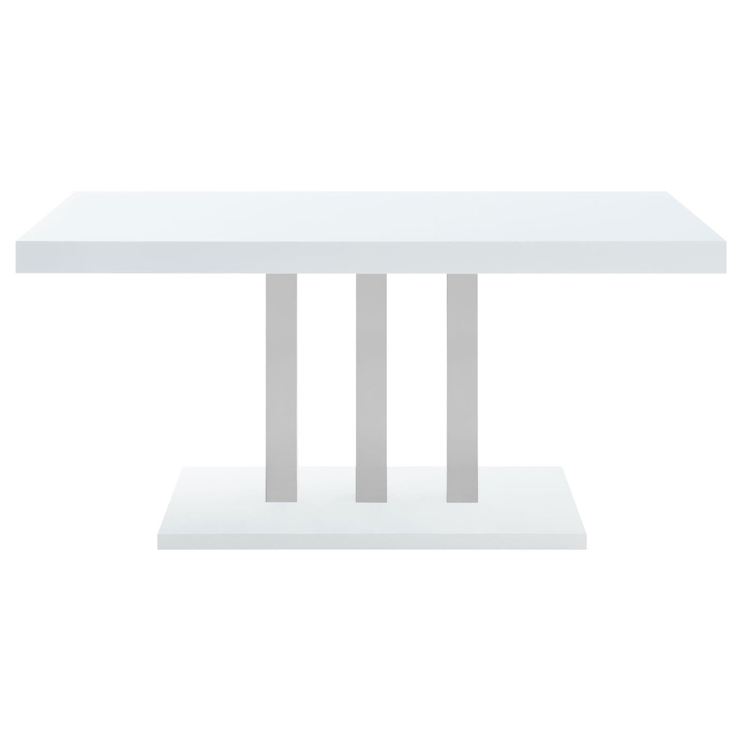 Brooklyn White High Gloss/Chrome Rectangular Dining Table - 193811 - Bien Home Furniture & Electronics