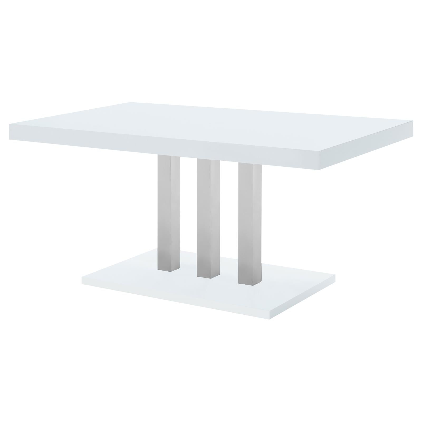 Brooklyn White High Gloss/Chrome Rectangular Dining Table - 193811 - Bien Home Furniture & Electronics