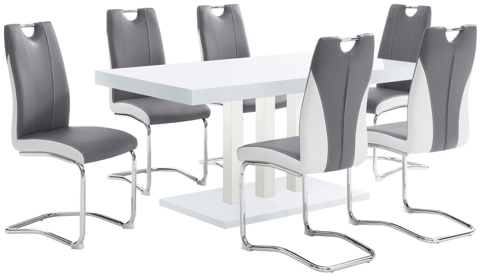 Brooklyn White High Gloss/Chrome Rectangular Dining Table - 193811 - Bien Home Furniture & Electronics