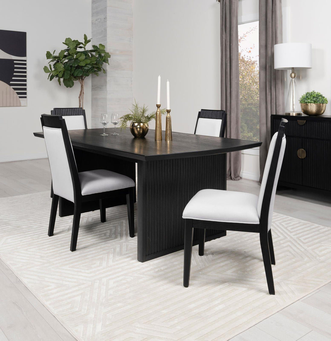 Brookmead 5-piece Rectangular Dining Set with 18" Removable Extension Leaf Black - 108231-S5 - Bien Home Furniture & Electronics