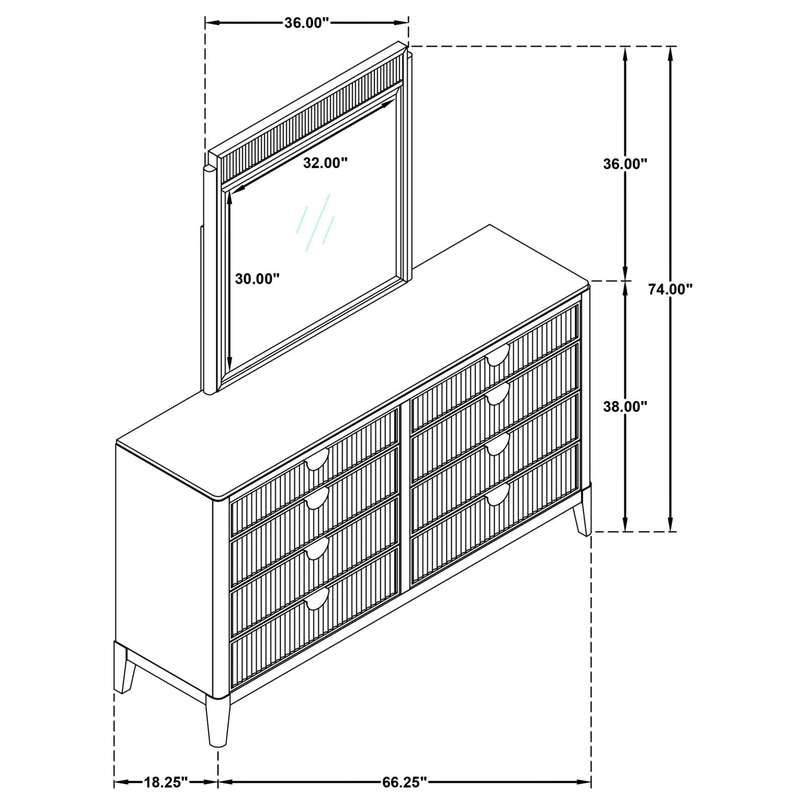 Brookmead 8-drawer Bedroom Dresser with Mirror Black - 224713M - Bien Home Furniture & Electronics