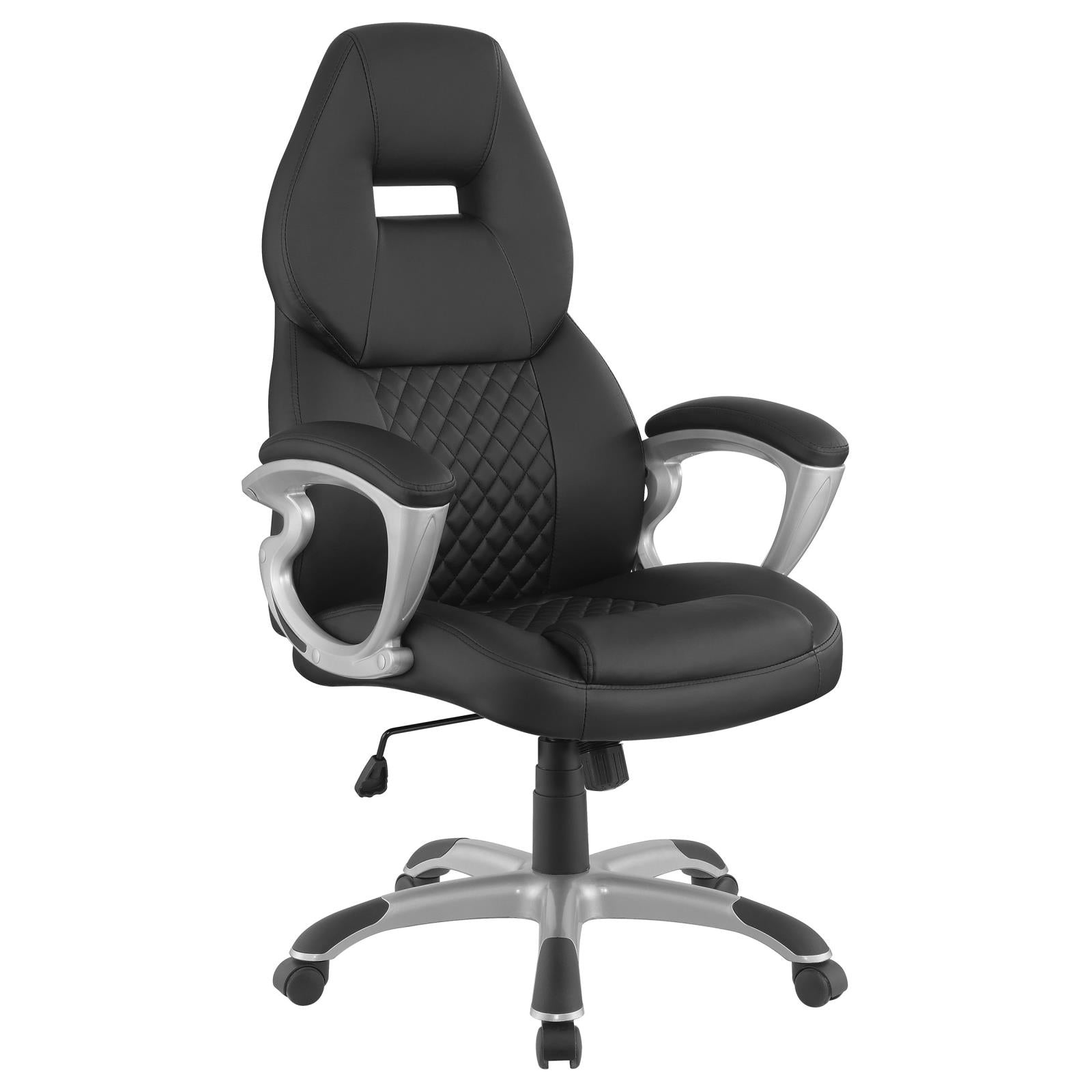 Bruce Black/Silver Adjustable Height Office Chair - 801296 - Bien Home Furniture &amp; Electronics