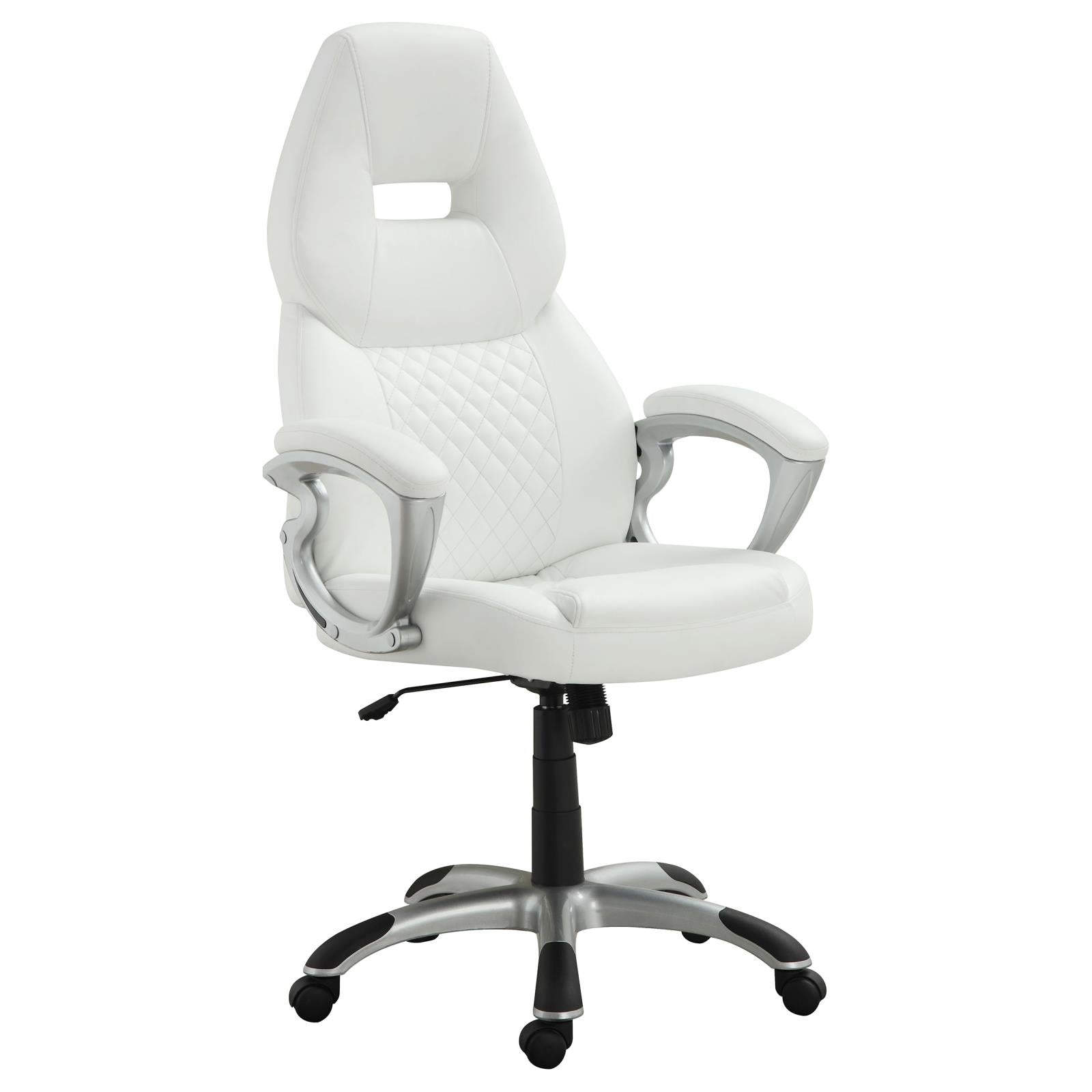 Bruce White/Silver Adjustable Height Office Chair - 800150 - Bien Home Furniture &amp; Electronics