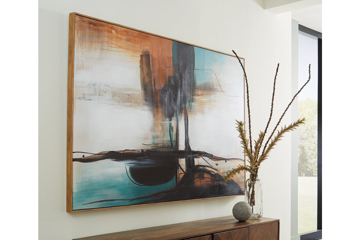 Brunonia Teal/Orange/Black Wall Art - A8000337 - Bien Home Furniture & Electronics
