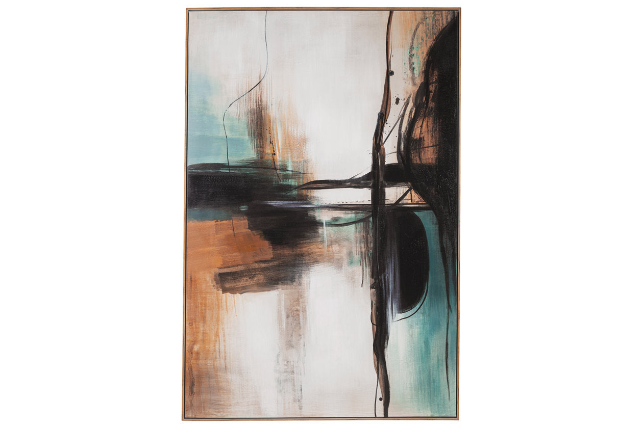 Brunonia Teal/Orange/Black Wall Art - A8000337 - Bien Home Furniture & Electronics