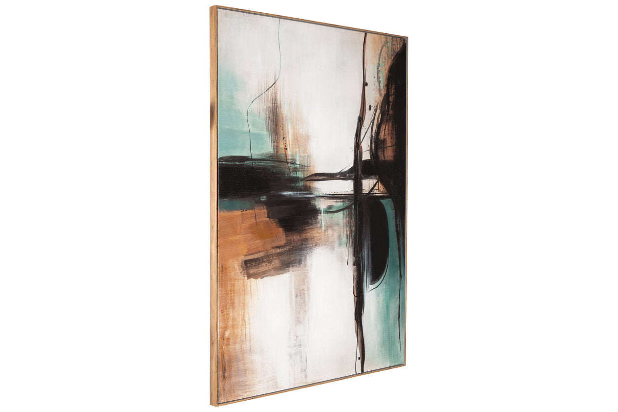 Brunonia Teal/Orange/Black Wall Art - A8000337 - Bien Home Furniture & Electronics