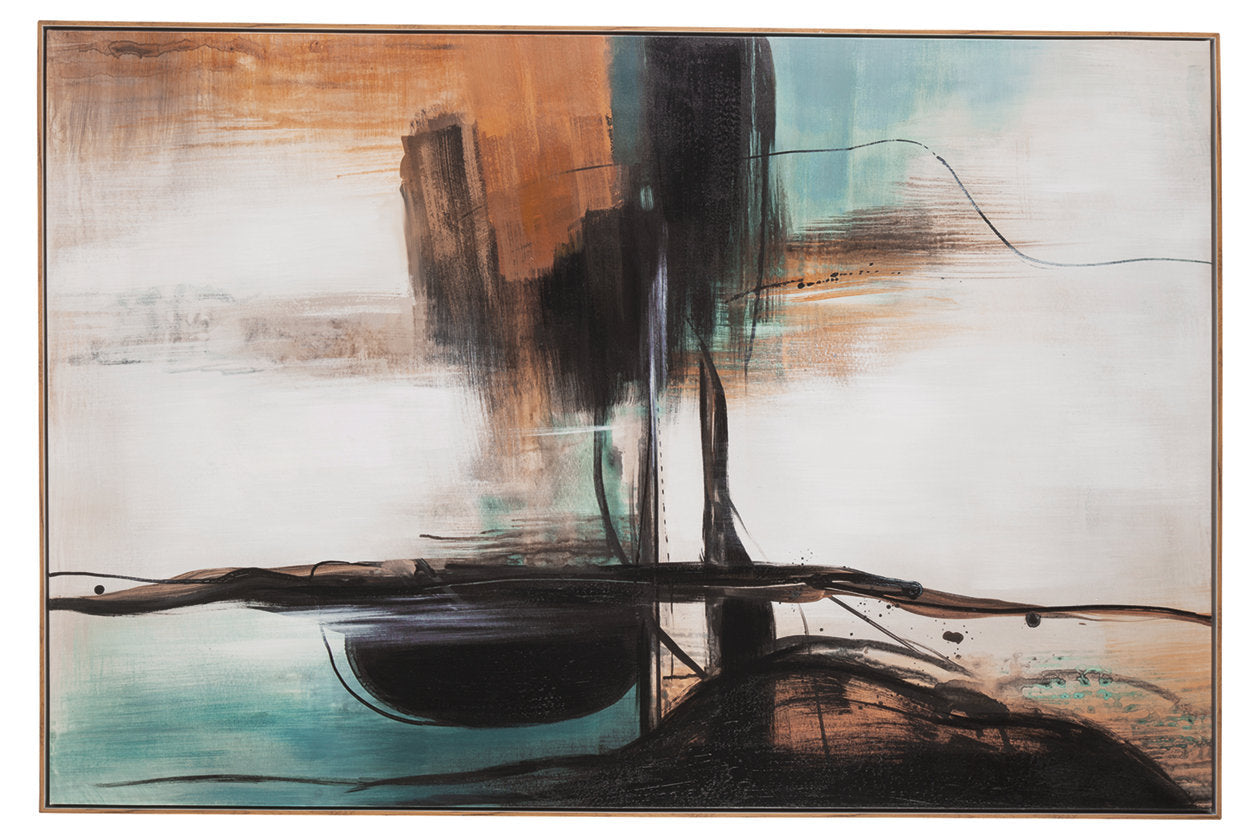 Brunonia Teal/Orange/Black Wall Art - A8000337 - Bien Home Furniture & Electronics