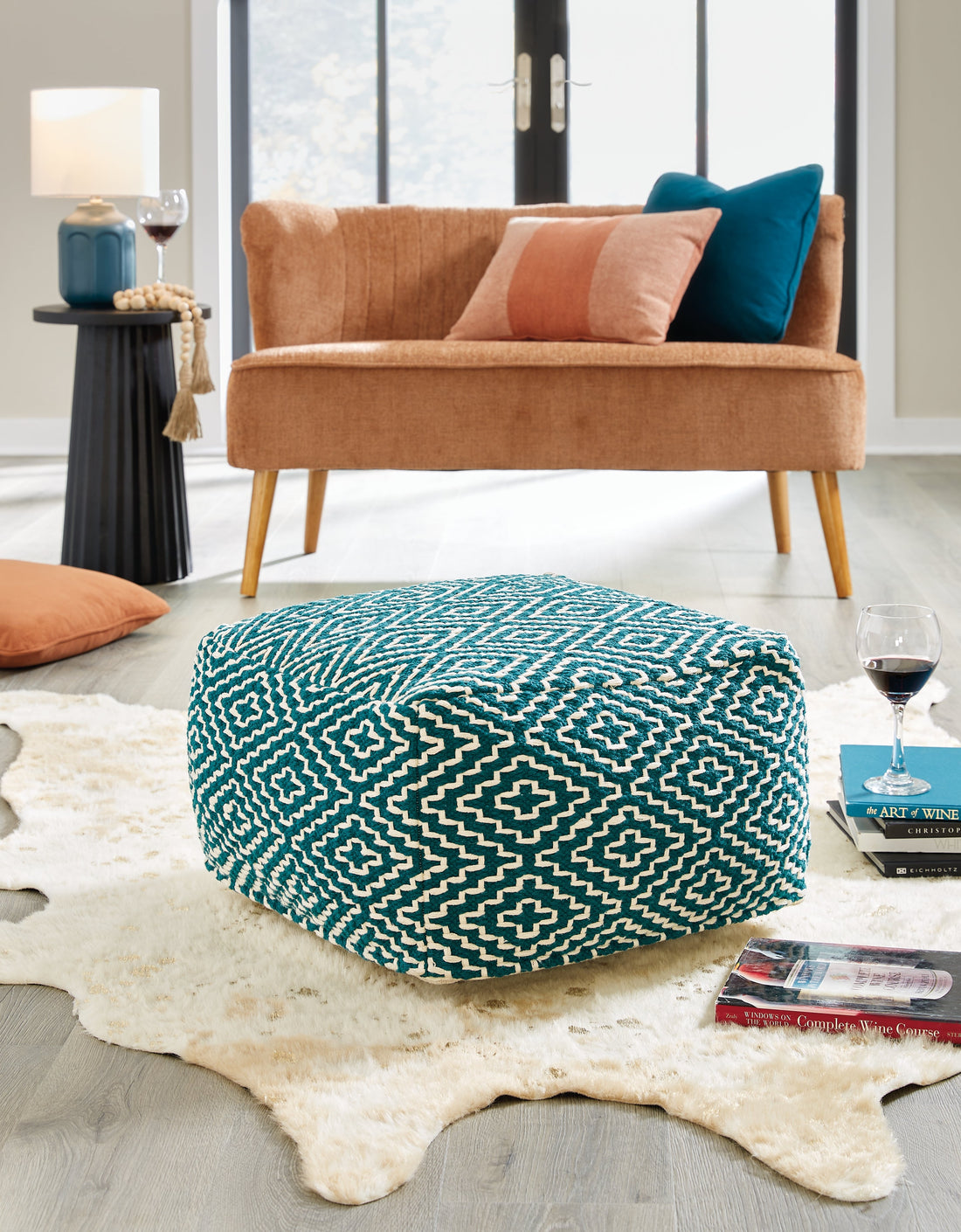 Brynnsen Teal/Ivory Pouf - A1001055 - Bien Home Furniture &amp; Electronics