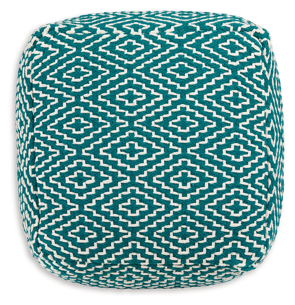 Brynnsen Teal/Ivory Pouf - A1001055 - Bien Home Furniture &amp; Electronics