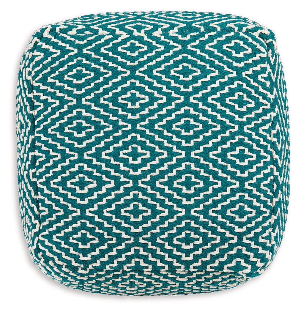 Brynnsen Teal/Ivory Pouf - A1001055 - Bien Home Furniture & Electronics