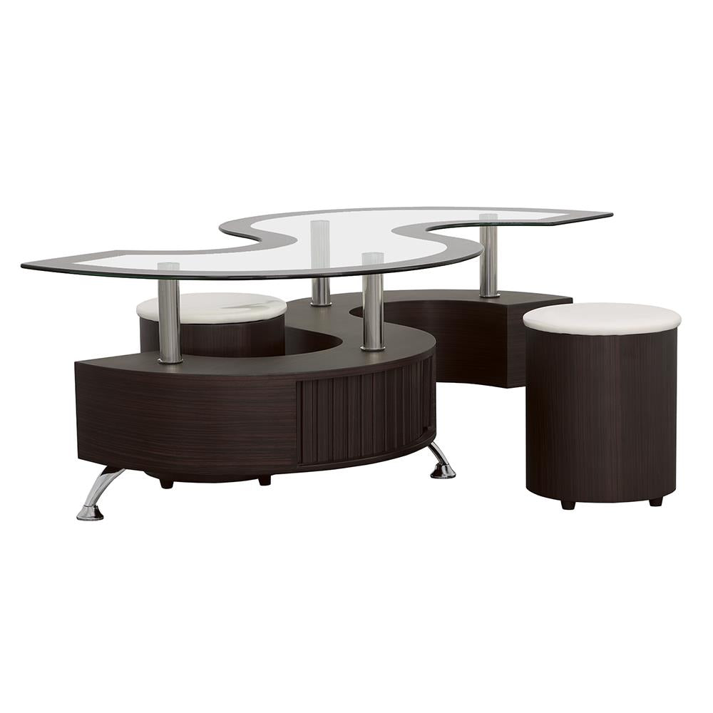 Buckley Cappuccino 3-Piece Coffee Table/Stools Set - 720218 - Bien Home Furniture & Electronics