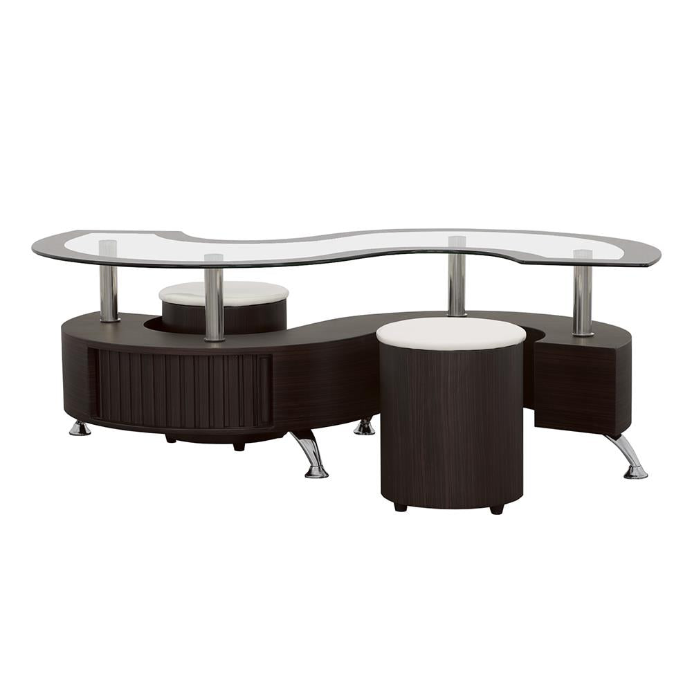 Buckley Cappuccino 3-Piece Coffee Table/Stools Set - 720218 - Bien Home Furniture &amp; Electronics