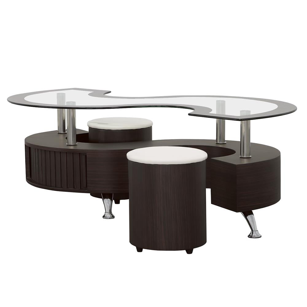 Buckley Cappuccino 3-Piece Coffee Table/Stools Set - 720218 - Bien Home Furniture & Electronics