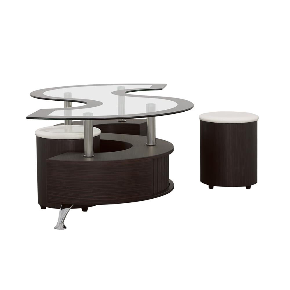 Buckley Cappuccino 3-Piece Coffee Table/Stools Set - 720218 - Bien Home Furniture & Electronics