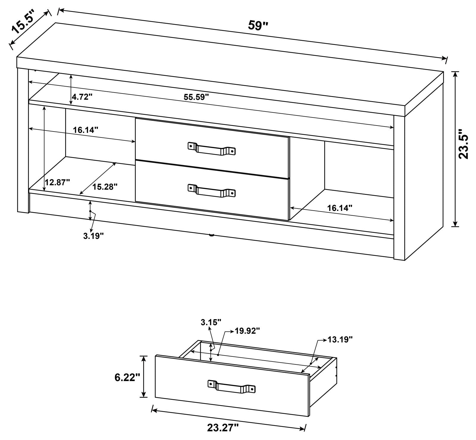 Burke 2-Drawer TV Console Gray Driftwood - 701024 - Bien Home Furniture & Electronics