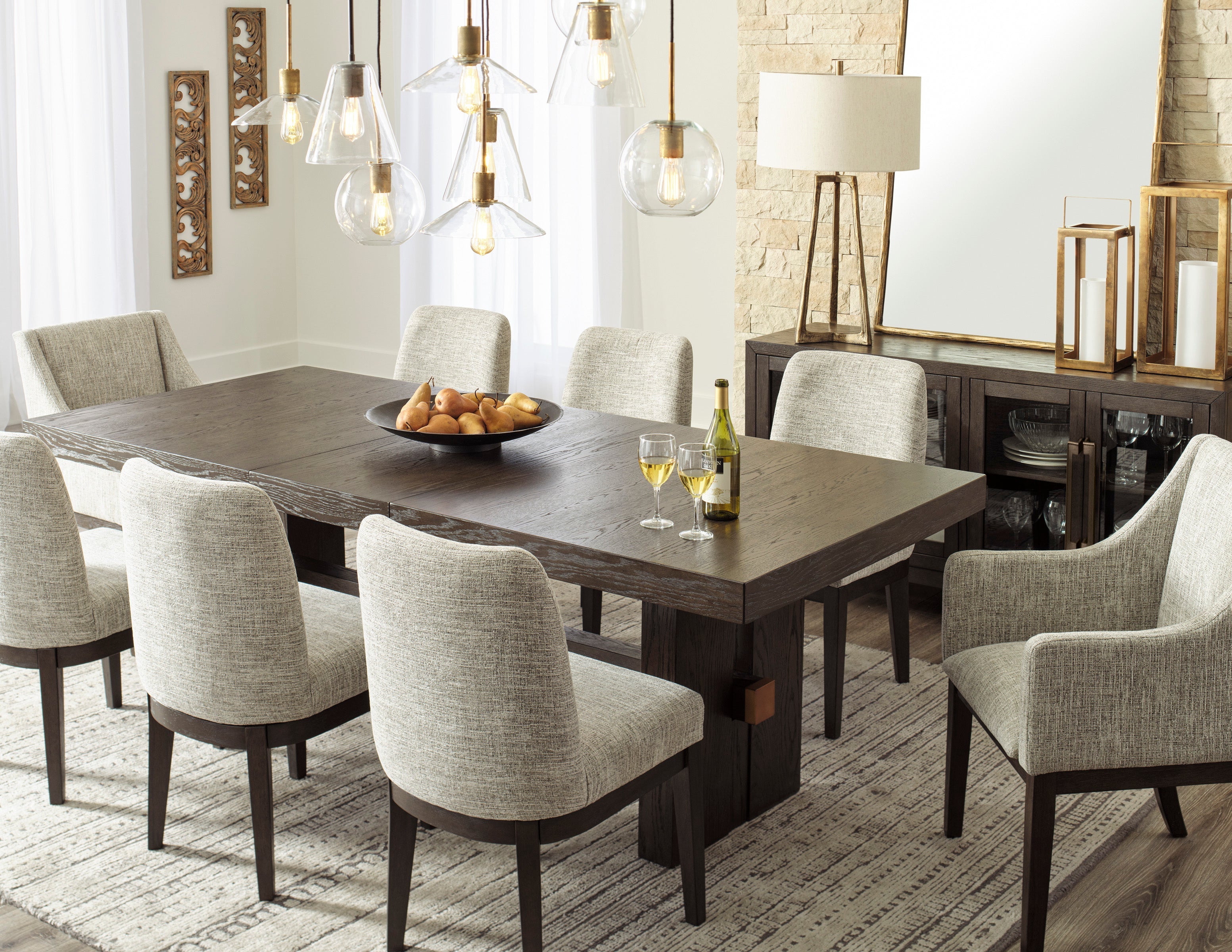Burkhaus Dark Brown Extendable Dining Set - SET | D984-45 | D984-01(3) - Bien Home Furniture & Electronics