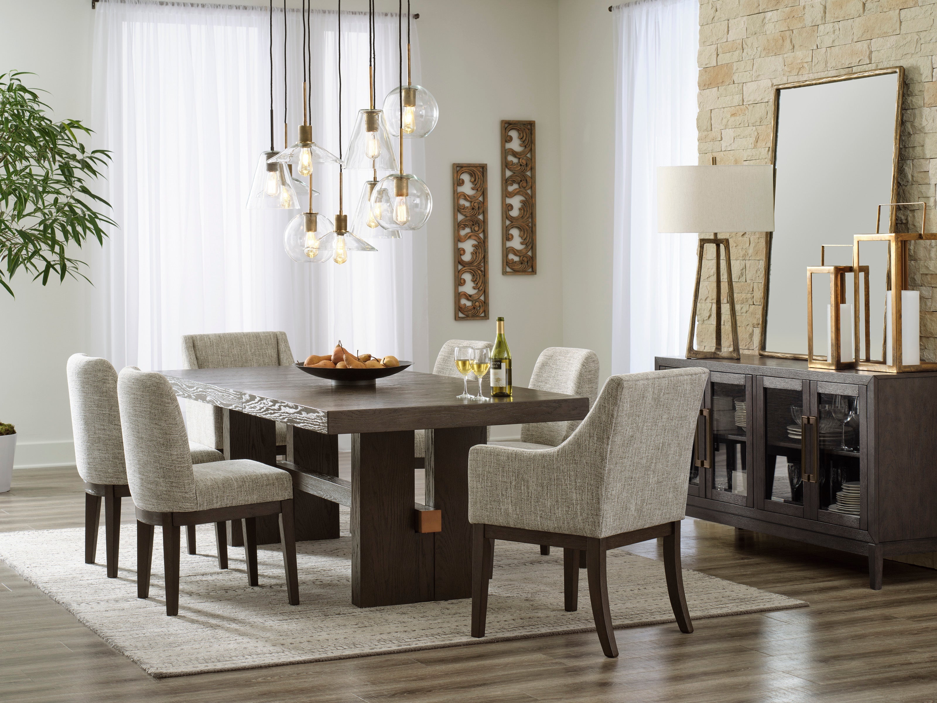 Burkhaus Dark Brown Extendable Dining Set - SET | D984-45 | D984-01(3) - Bien Home Furniture & Electronics
