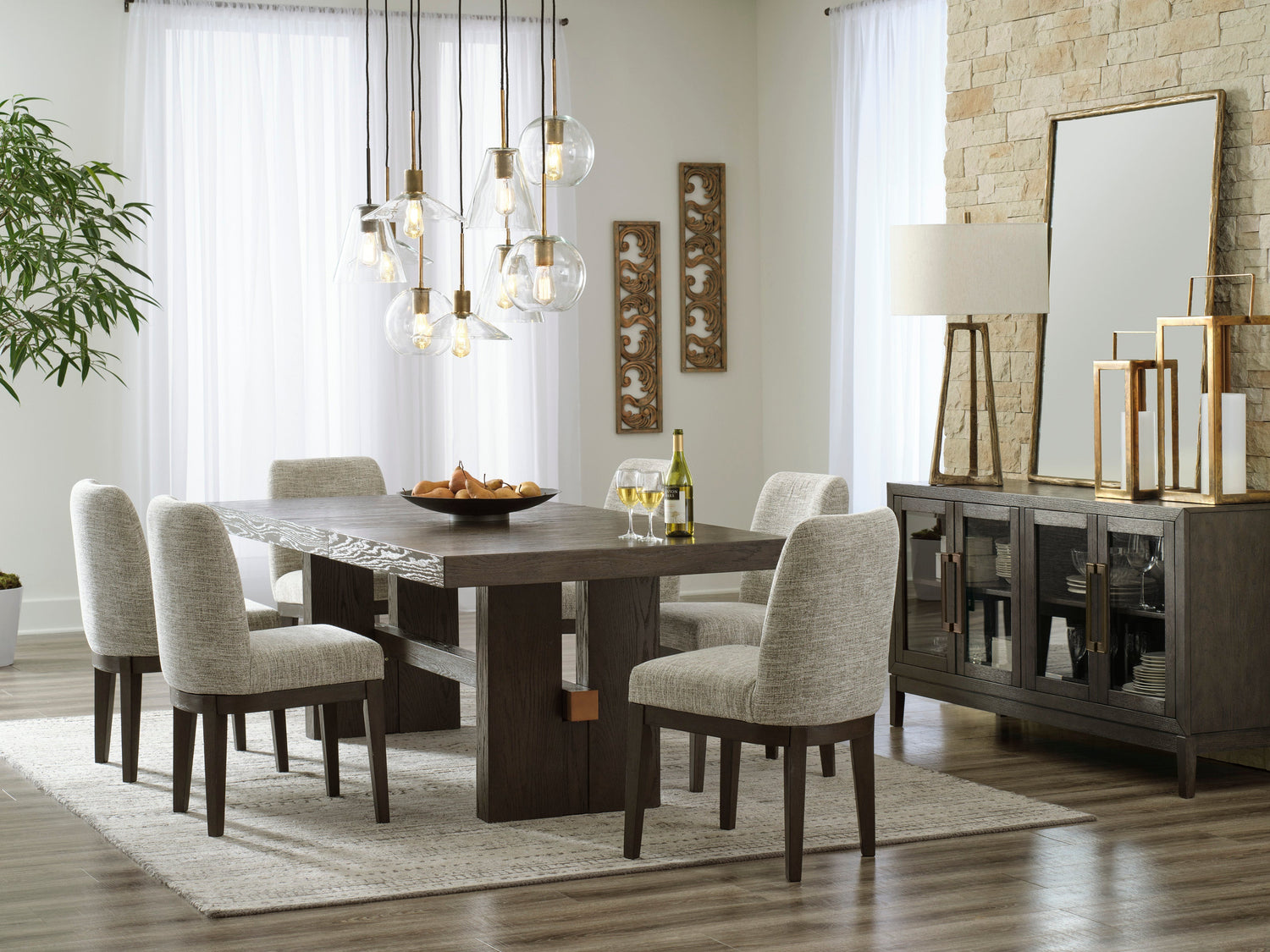 Burkhaus Dark Brown Extendable Dining Set - SET | D984-45 | D984-01(3) - Bien Home Furniture & Electronics