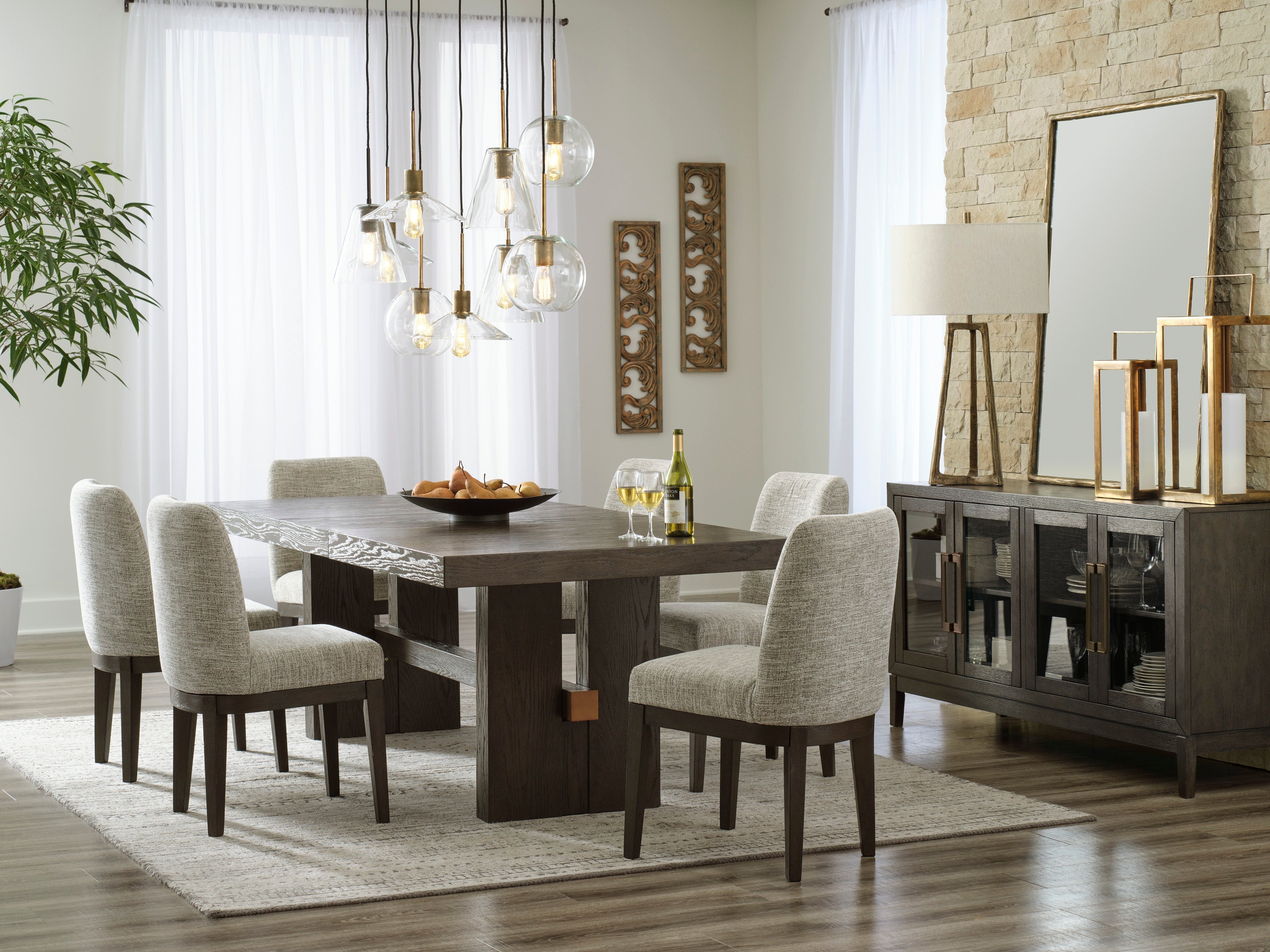 Burkhaus Dark Brown Extendable Dining Set - SET | D984-45 | D984-01(3) - Bien Home Furniture &amp; Electronics