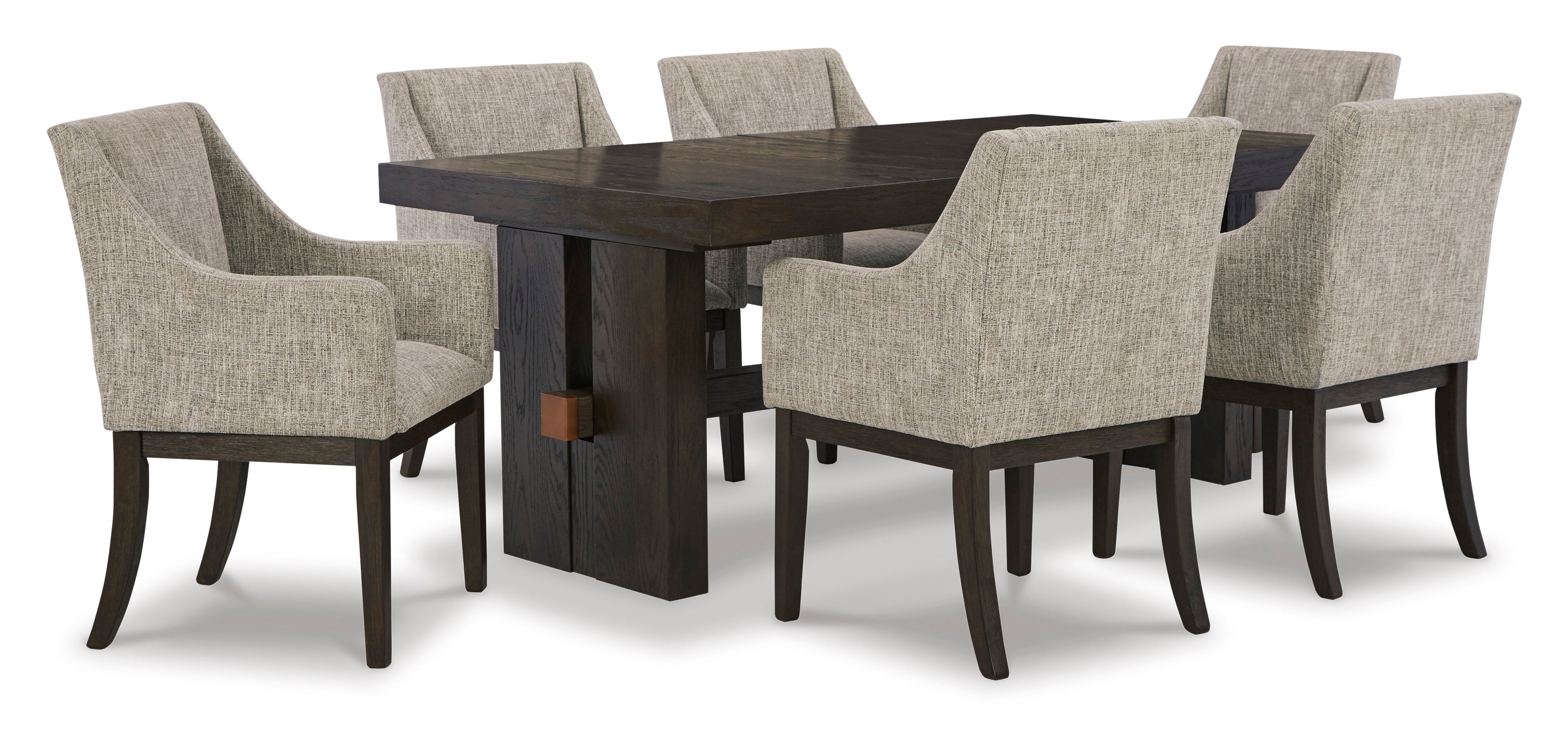 Burkhaus Dark Brown Extendable Upholstered Dining Set - SET | D984-45 | D984-01A(4) - Bien Home Furniture & Electronics