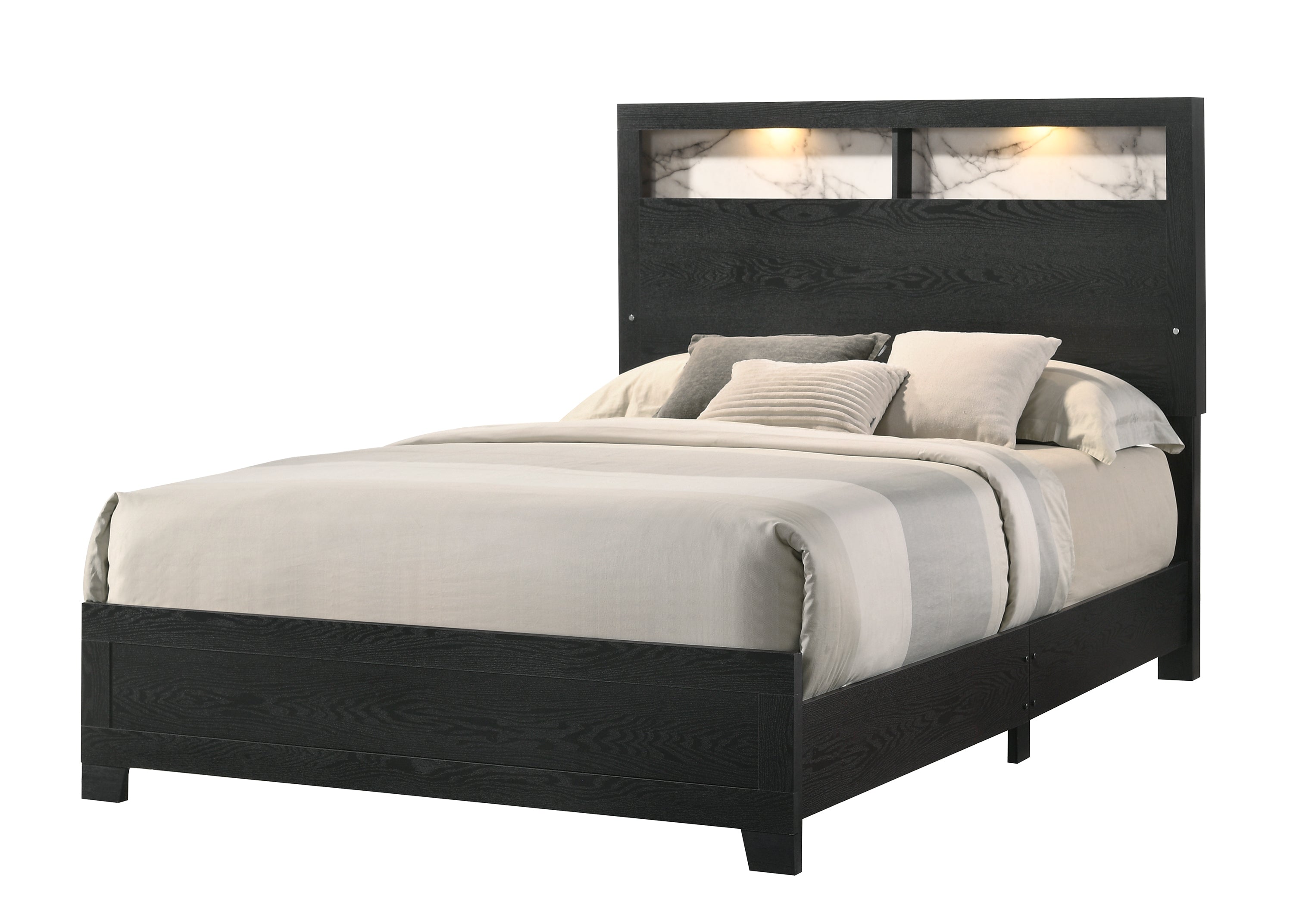 Cadence Black LED Panel Bedroom Set - SET | B4510-Q-BED | B4510-2 | B4510-4 - Bien Home Furniture &amp; Electronics