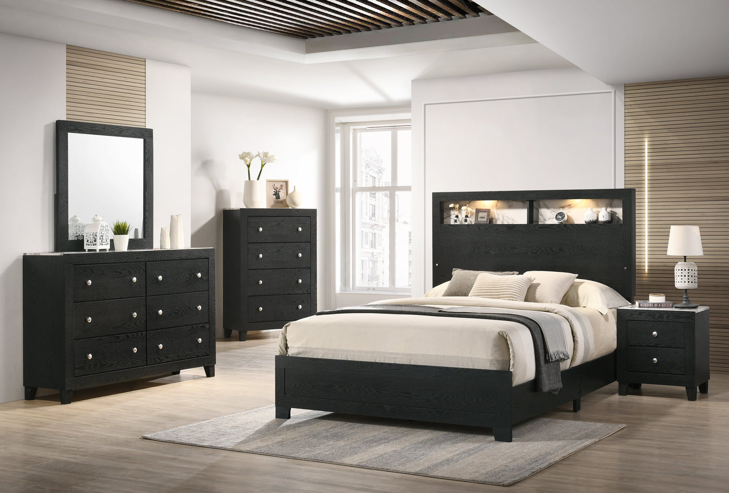 Cadence Black Queen LED Panel Bed - B4510-Q-BED - Bien Home Furniture & Electronics