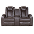 Caelan Dark Brown Power Double Reclining Loveseat - 9366DB-2PWH - Bien Home Furniture & Electronics