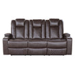 Caelan Dark Brown Power Double Reclining Sofa - 9366DB-3PWH - Bien Home Furniture & Electronics