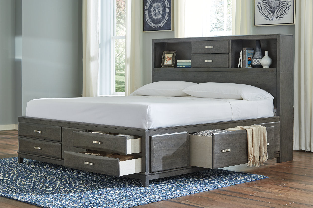 Caitbrook Gray King Storage Bed with 8 Drawers - SET | B476-66 | B476-69 | B476-99 - Bien Home Furniture & Electronics