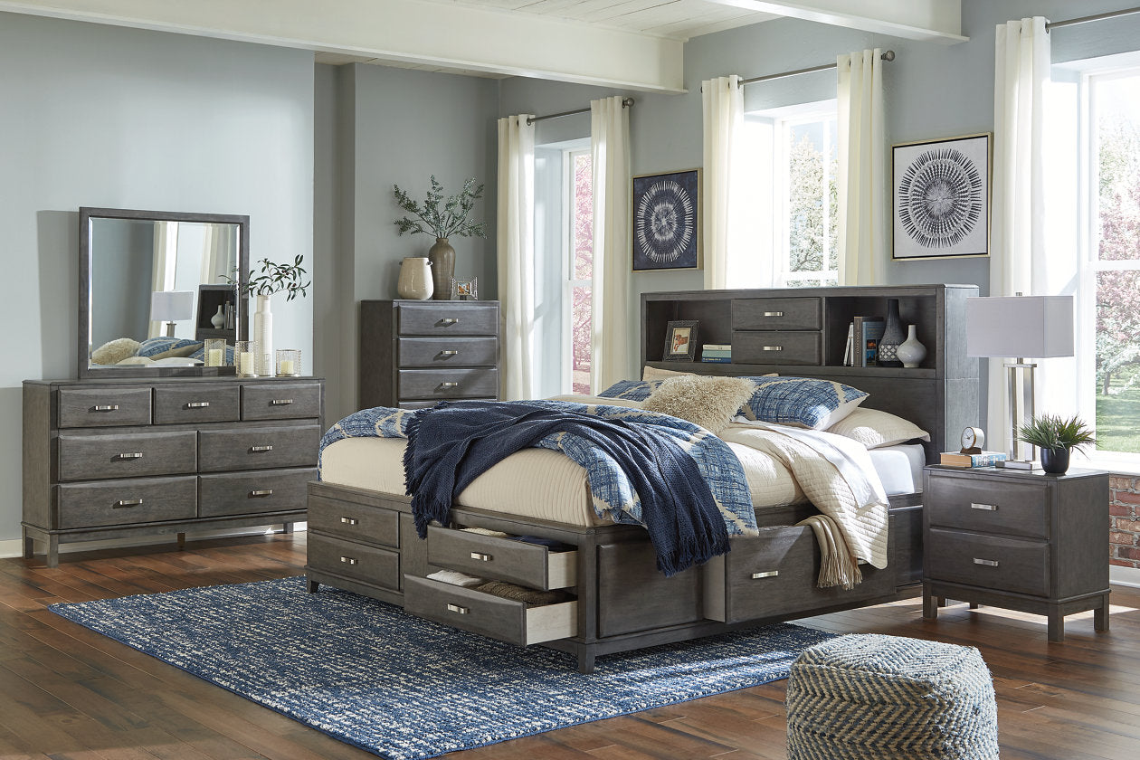 Caitbrook Gray King Storage Bed with 8 Drawers - SET | B476-66 | B476-69 | B476-99 - Bien Home Furniture & Electronics