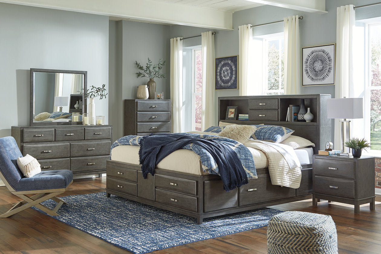 Caitbrook Gray King Storage Bed with 8 Drawers - SET | B476-66 | B476-69 | B476-99 - Bien Home Furniture & Electronics