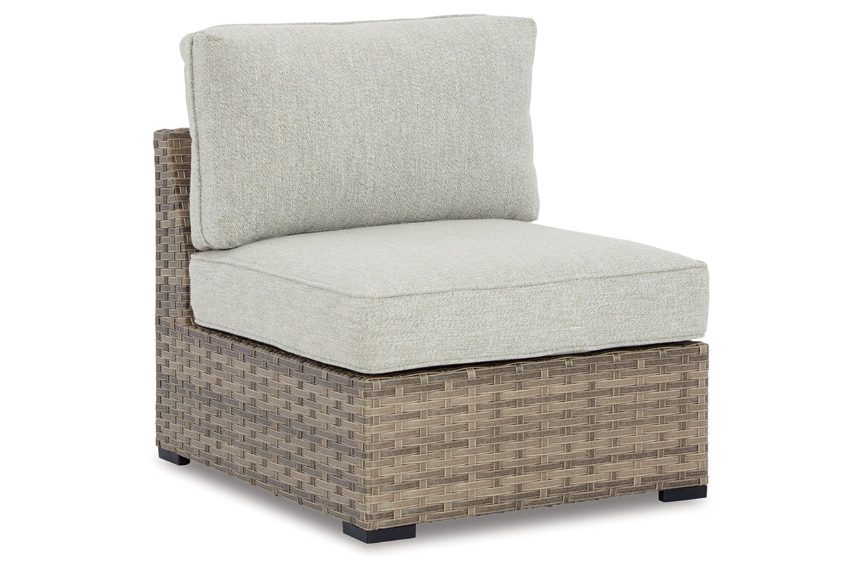Calworth Beige Outdoor Armless Chair with Cushion, Set of 2 - P458-846 - Bien Home Furniture & Electronics