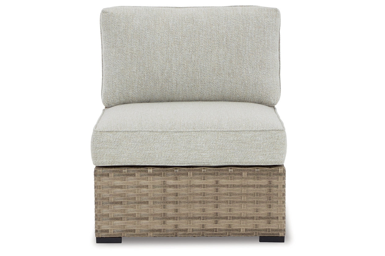 Calworth Beige Outdoor Armless Chair with Cushion, Set of 2 - P458-846 - Bien Home Furniture & Electronics