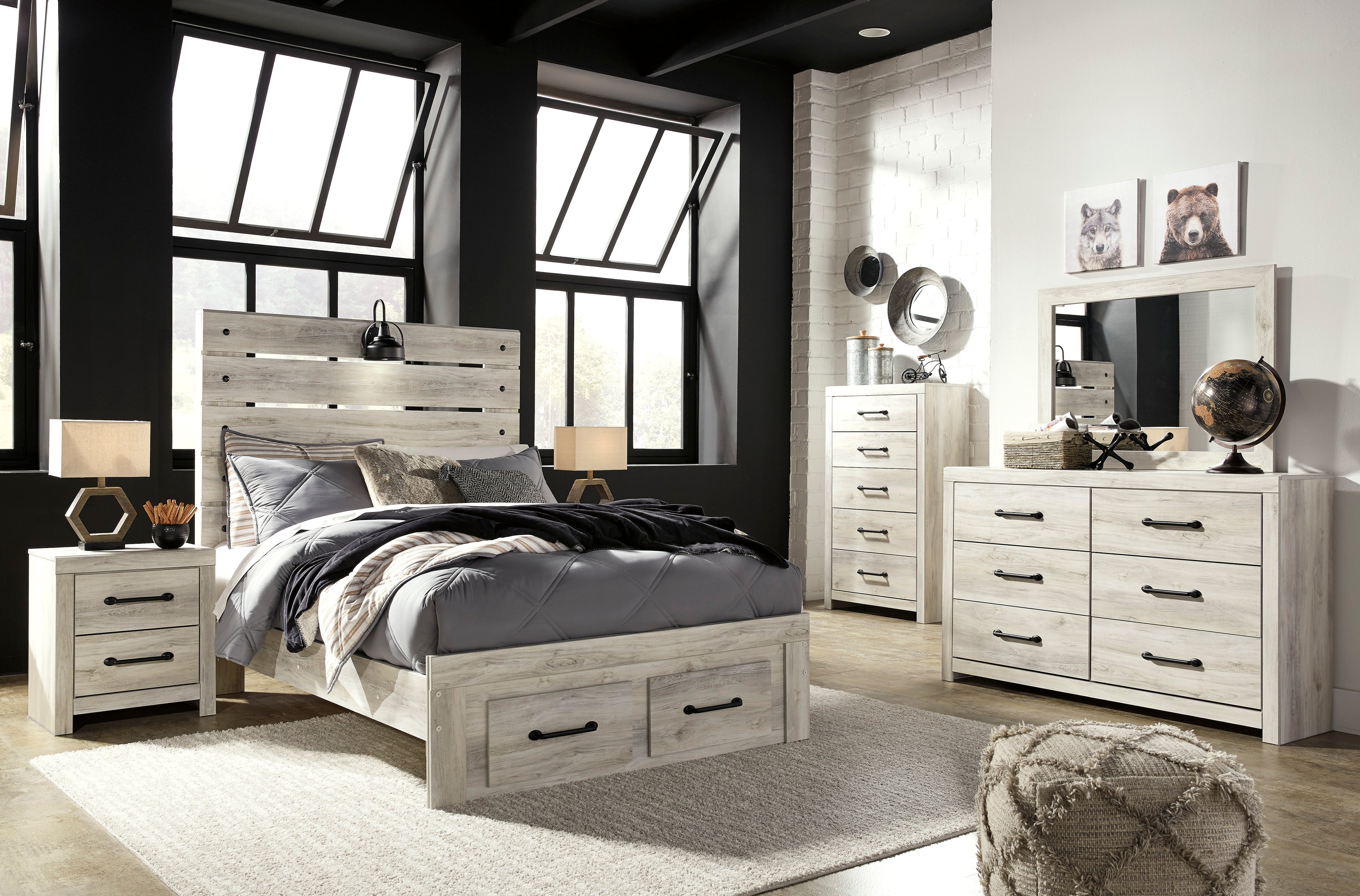Cambeck Whitewash Footboard Storage Youth Bedroom Set - SET | B192-84S | B192-86 | B192-87 | B192-92 | B192-46 - Bien Home Furniture & Electronics