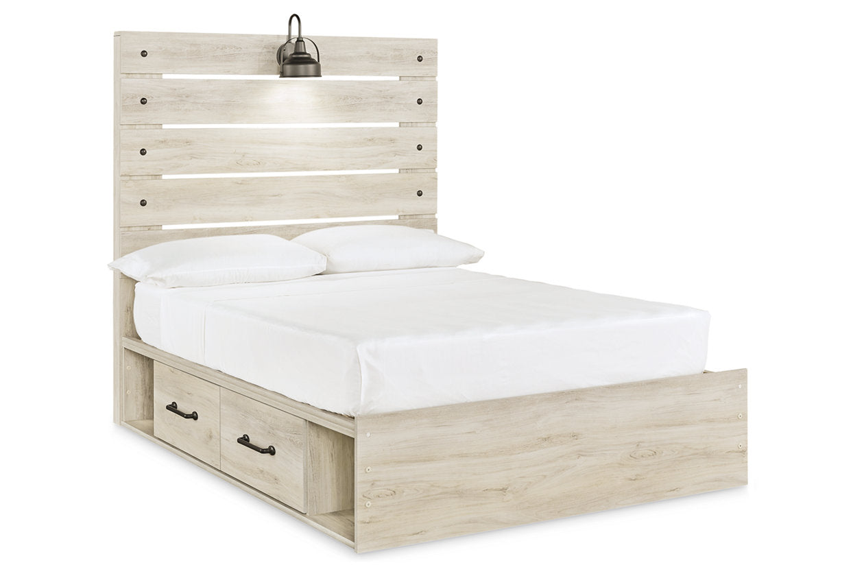 Cambeck Whitewash Full Panel Bed with 2 Storage Drawers - SET | B100-12 | B192-150 | B192-84 | B192-87 - Bien Home Furniture & Electronics
