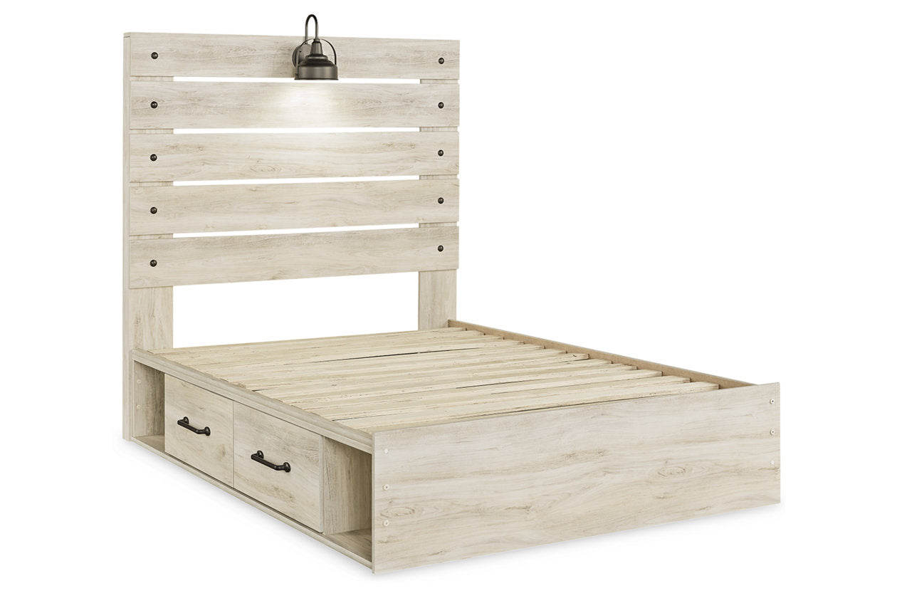 Cambeck Whitewash Full Panel Bed with 2 Storage Drawers - SET | B100-12 | B192-150 | B192-84 | B192-87 - Bien Home Furniture & Electronics
