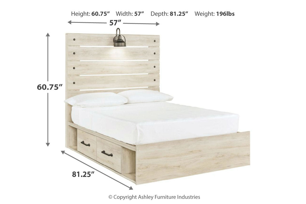 Cambeck Whitewash Full Panel Bed with 2 Storage Drawers - SET | B100-12 | B192-150 | B192-84 | B192-87 - Bien Home Furniture & Electronics
