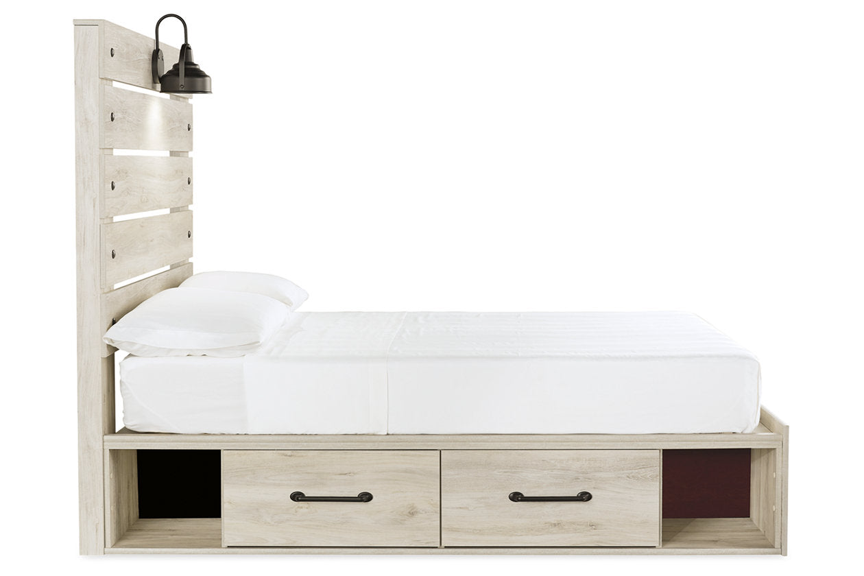 Cambeck Whitewash Full Panel Bed with 2 Storage Drawers - SET | B100-12 | B192-150 | B192-84 | B192-87 - Bien Home Furniture & Electronics