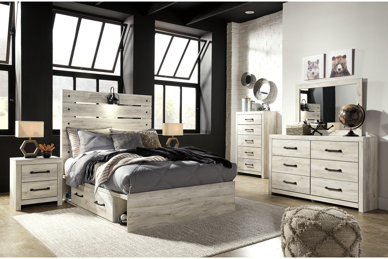 Cambeck Whitewash Full Panel Bed with 2 Storage Drawers - SET | B100-12 | B192-150 | B192-84 | B192-87 - Bien Home Furniture & Electronics