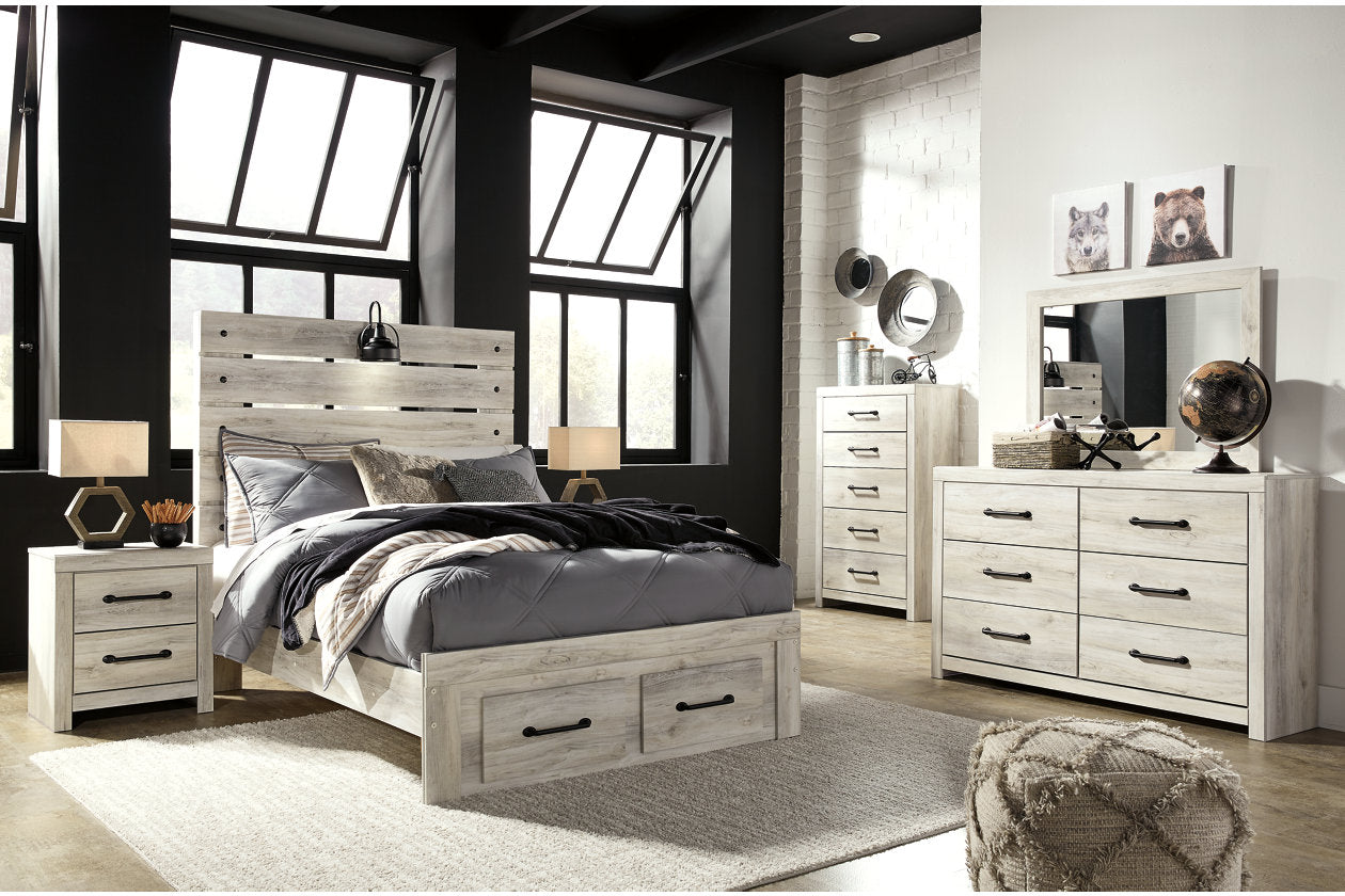 Cambeck Whitewash Full Panel Bed with 2 Storage Drawers - SET | B192-84S | B192-86 | B192-87 - Bien Home Furniture & Electronics