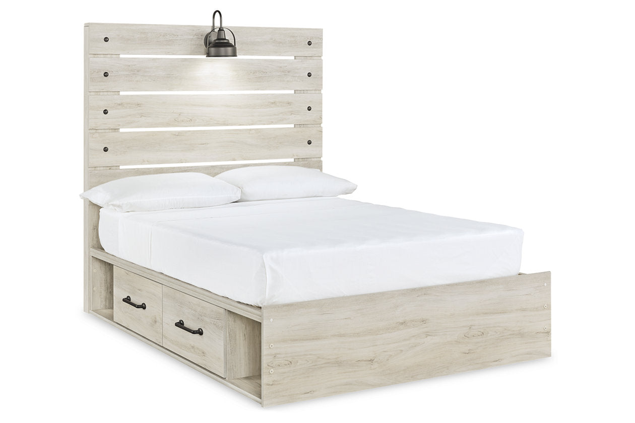 Cambeck Whitewash Full Panel Bed with 4 Storage Drawers - SET | B100-12 | B192-50(2) | B192-84 | B192-87 - Bien Home Furniture & Electronics