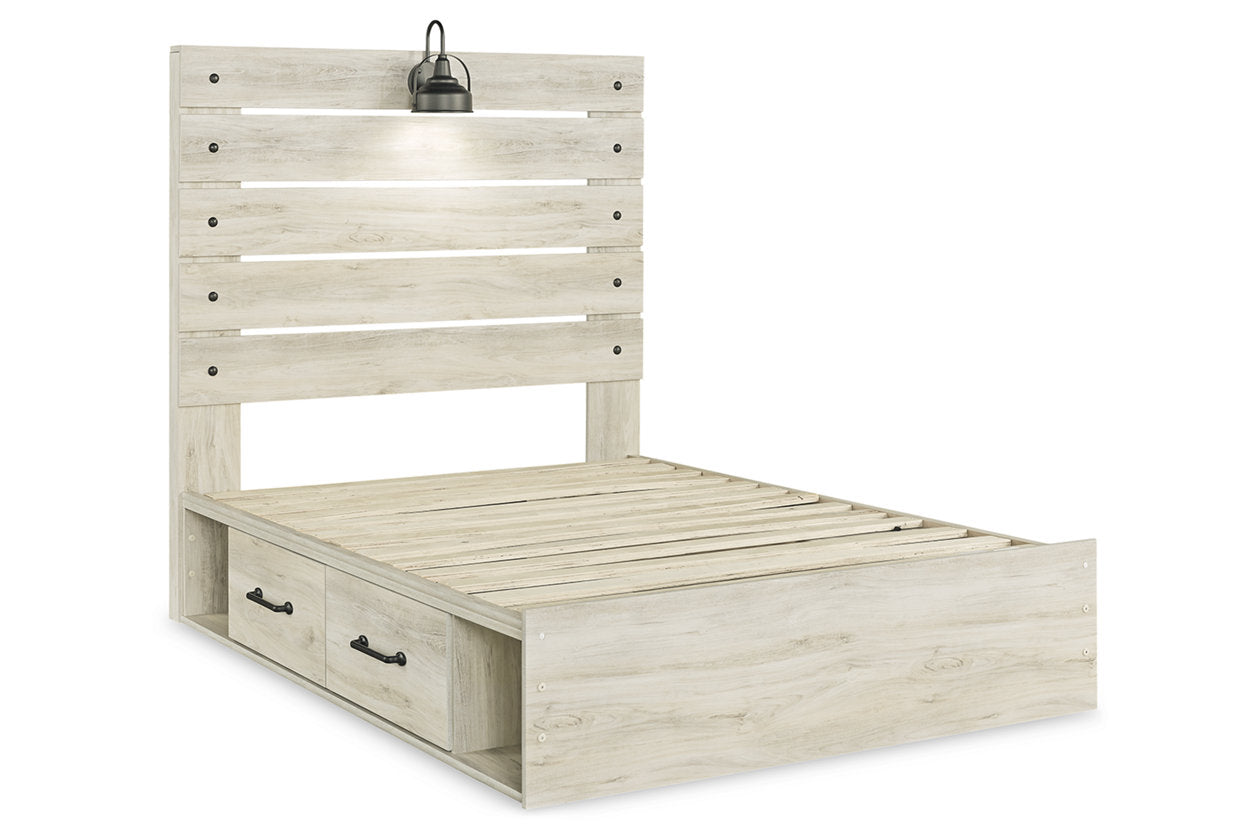 Cambeck Whitewash Full Panel Bed with 4 Storage Drawers - SET | B100-12 | B192-50(2) | B192-84 | B192-87 - Bien Home Furniture & Electronics