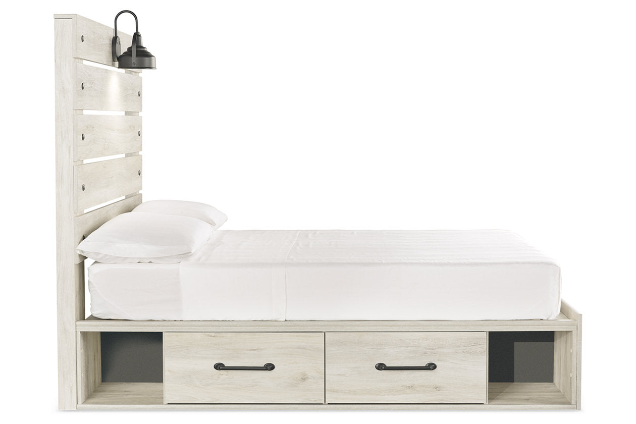 Cambeck Whitewash Full Panel Bed with 4 Storage Drawers - SET | B100-12 | B192-50(2) | B192-84 | B192-87 - Bien Home Furniture & Electronics