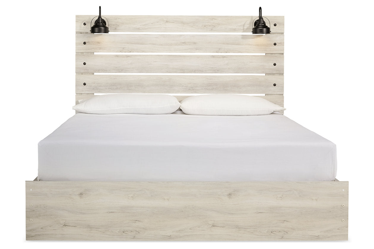 Cambeck Whitewash King Panel Bed with 2 Storage Drawers - SET | B100-14 | B192-160 | B192-56 | B192-58 - Bien Home Furniture & Electronics