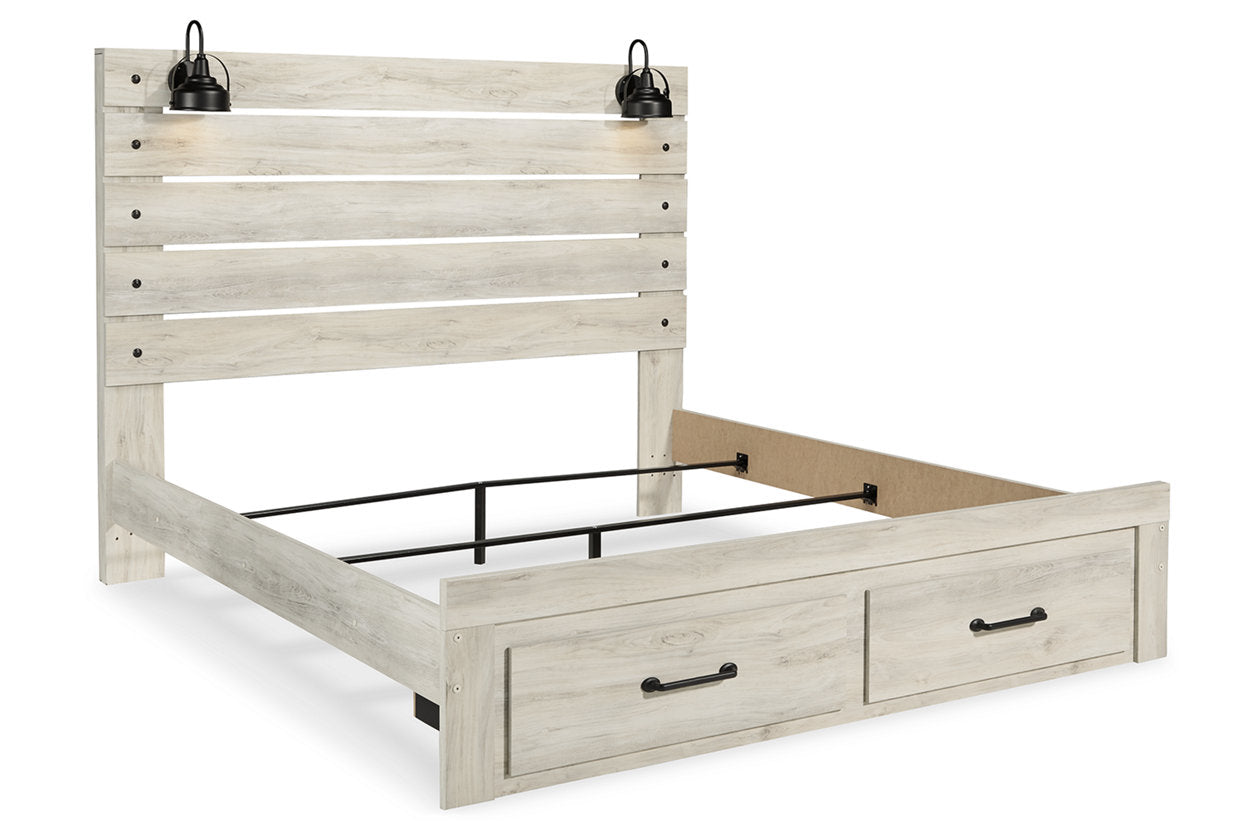 Cambeck Whitewash King Panel Bed with 2 Storage Drawers - SET | B192-56S | B192-58 | B192-97 - Bien Home Furniture & Electronics